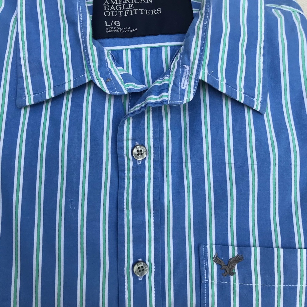 Men’s L/S Excellent Condition Striped American Eagle size Large 100% Cotton